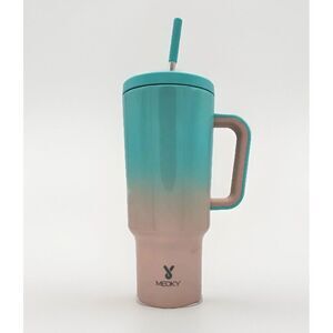 MEOKY 40oz Tumbler with Handle, Leak-proof Lid‎ and Straw, Pink Turquoise NEW